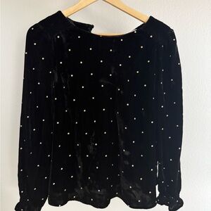 Maelis Blouse Sezane, Elegant Black Velvet Women's Top